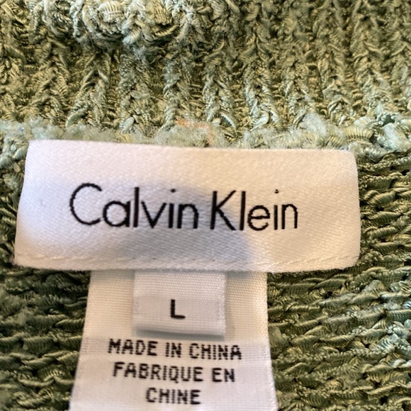 Calvin Klein Seafoam green button up collared sweater. Size L. Silk blend. - Picture 12 of 13